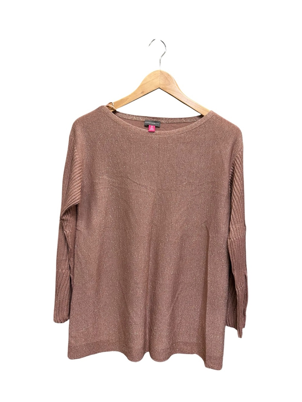 Vince Camuto Pink and Gold Metallic Shimmer Knit Top Size M